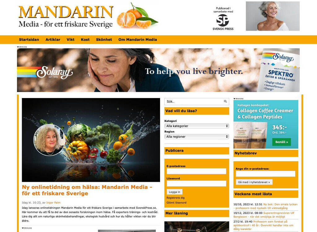 Den nya hälsotidningen Mandarin media - för ett friskare Sverige.
